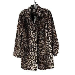 Chico's Leopard Faux Fur Coat Size 3 | Festival Burning Man Vibes | NWT